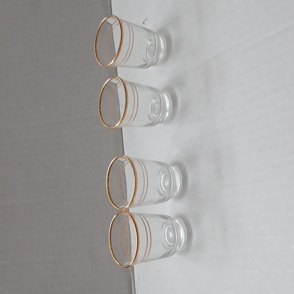 4/$40 Mini Shot Glasses With Gold Rims - Set of 4